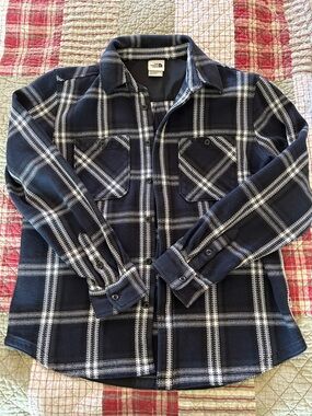 The North Face Blue, Black, Grey & White Plaid Shirt Jacket